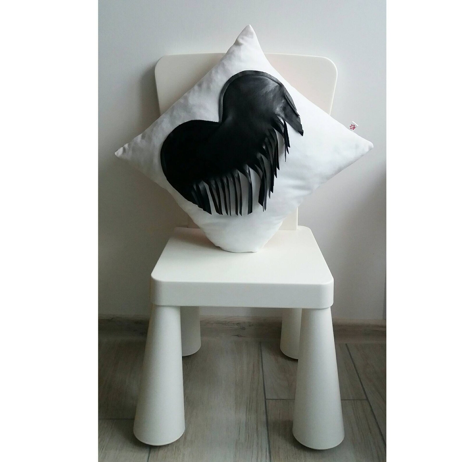 Black Heart pillow Valentine's day gift monochrome bedding Etsy