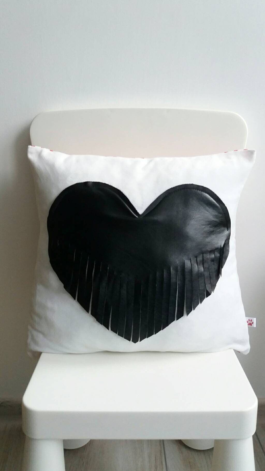 Black Heart pillow Valentine's day gift monochrome bedding Etsy