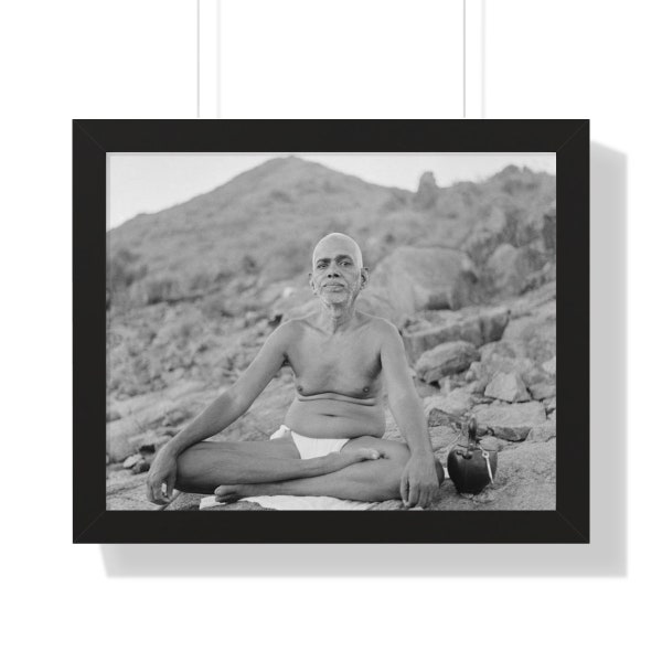 Buddhism & Hinduism Framed Horizontal Poster - Sri Ramana Maharishi - India - a true Buddha - full framed image