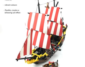 Custom Sails for Pirate Ships 10040 / 6285 Black Seas Barracuda + Lots of Extras!