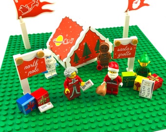 Custom Santa's Christmas Grotto & Stickers for Lego Winter Village MOCs