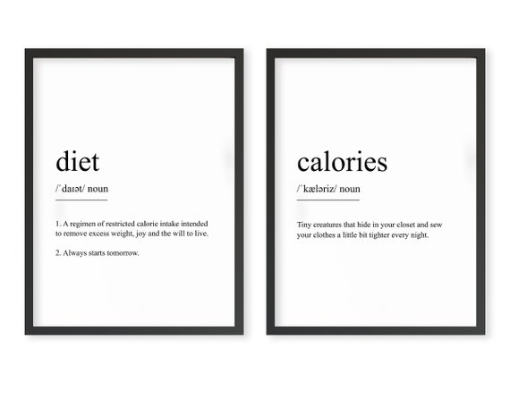 Funny Kitchen Printable Set Calories And Diet Download Print Etsy