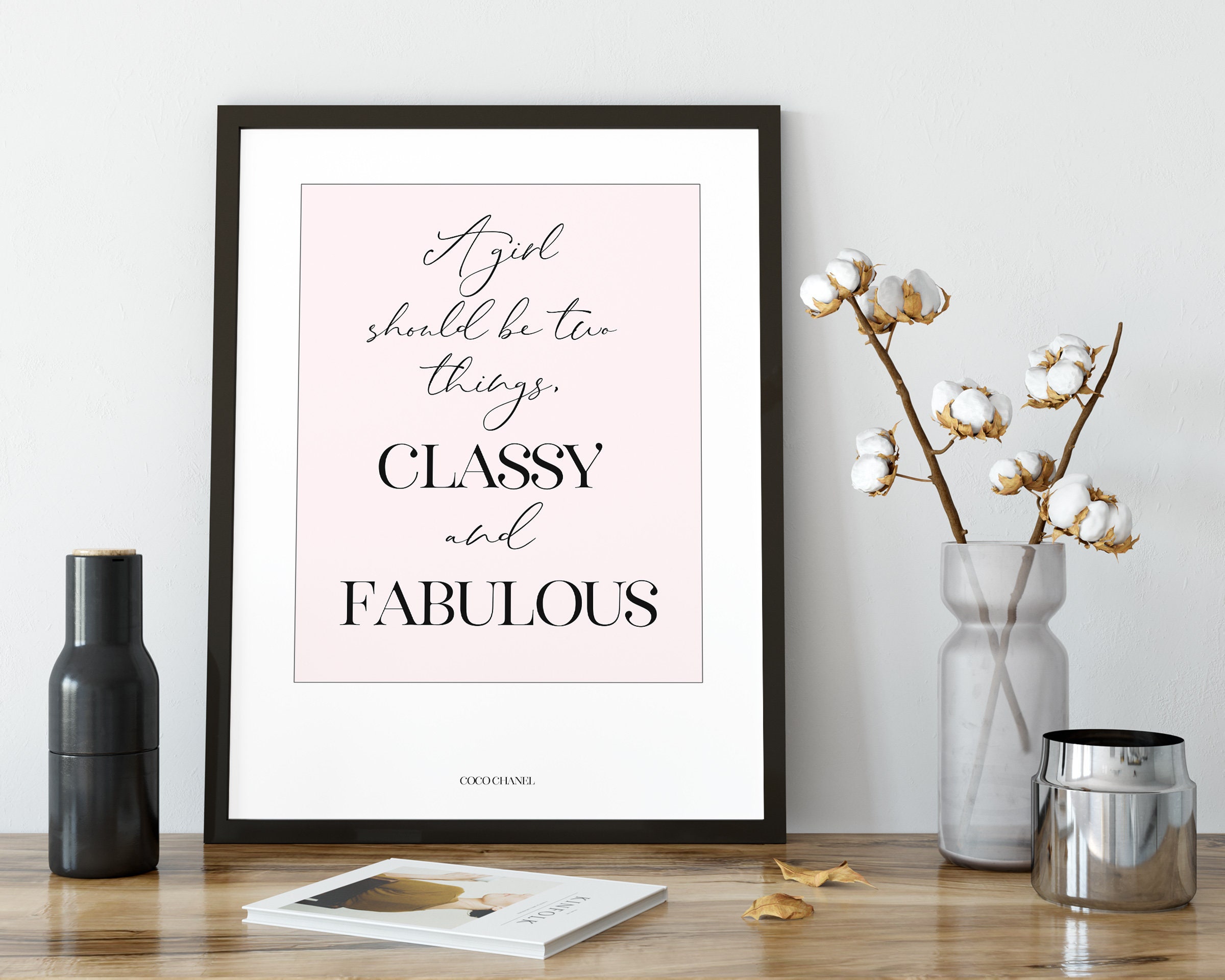 Coco Chanel Printable Quote Art Classy and Fabulous Wall Art 
