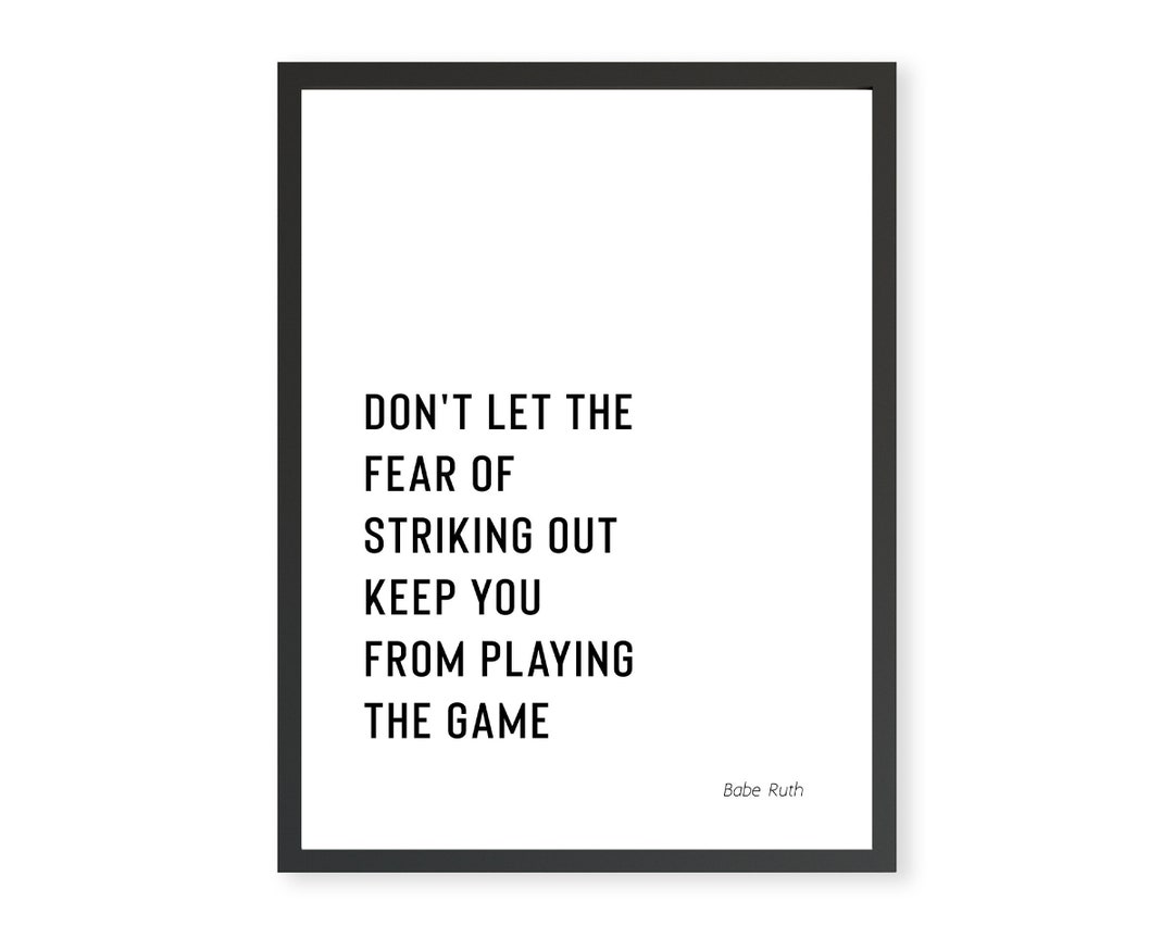 Motivational Sports Quote, Sports Printable Art, Babe Ruth Quote, Boys