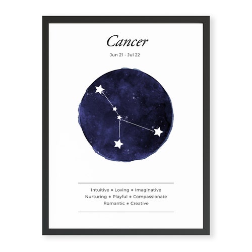 Cancer Ornate Zodiac Print Zodiac Gift Cancer Printable Etsy