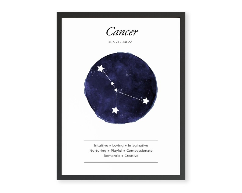 Cancer Zodiac Printable Art Astrology Download Wall Print - Etsy