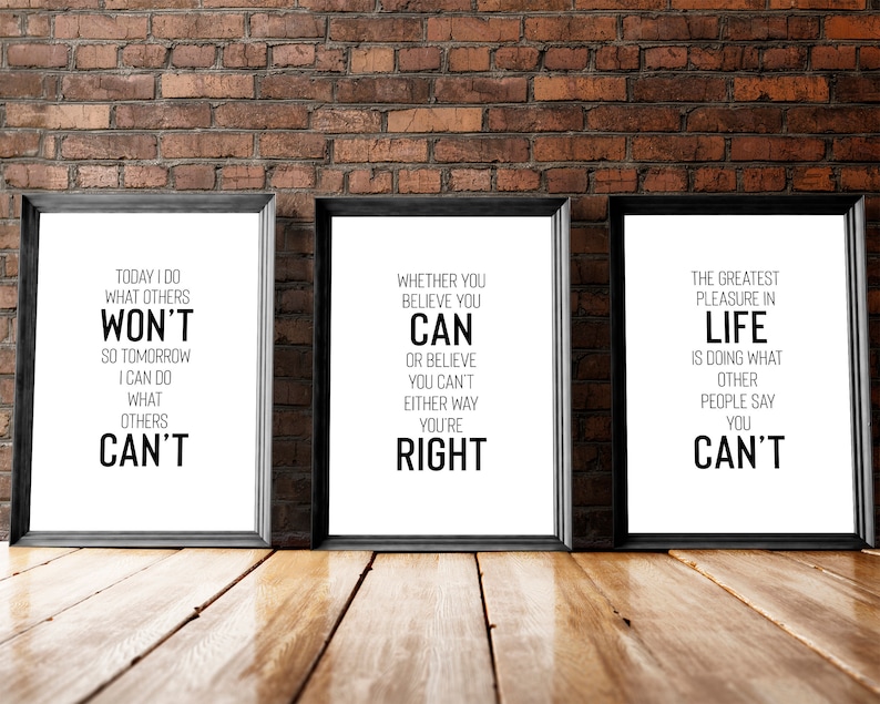 Motivational Quotes Set of 3 Sports Printable Art - Etsy