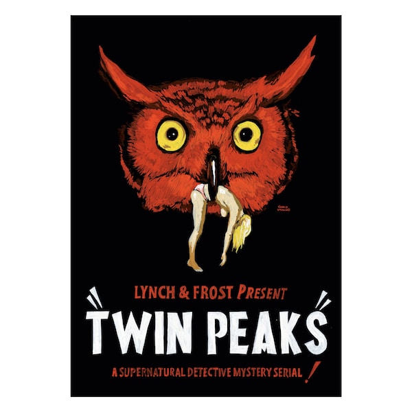 Póster publicitario vintage de Twin Peaks, homenaje a David Lynch, edición limitada, impresión alternativa, tamaño A3.