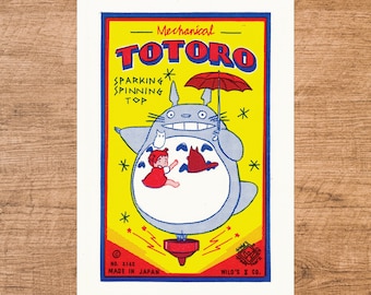 Mein Nachbar Totoro A3 Druck Vintage Spielzeug Label Poster Galerie Studio Ghibli