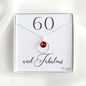 Collier 60e anniversaire en argent sterling : cristal de naissance Swarovski