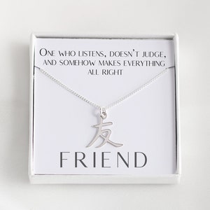 Collar de la amistad en plata de ley: regalo con símbolo kanji japonés