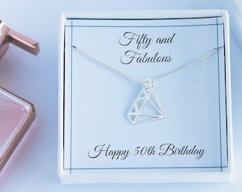 50th Birthday Necklace, 50th Birthday Gift for Mum, 50th Birthday Gift for Women, Personalised Birthday Gift for Mom, 50th Present for Her