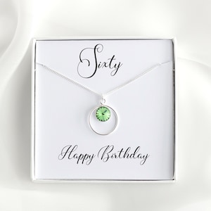 60th Birthday Necklace: Sterling Silver Swarovski Birthstone Gift