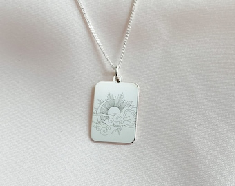 Sterling Silver Mother Nature Necklace: Sun, Moon & Wind Charm