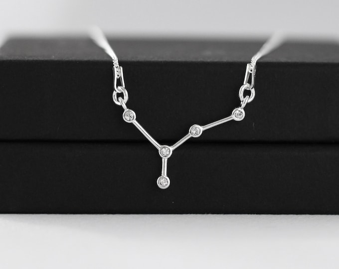 Sterling Silver Cancer Constellation Necklace: Swarovski Crystal Zodiac Jewelry