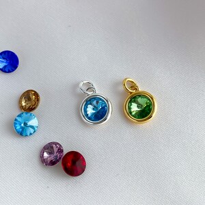 Add On Swarovski Birthstone Charm , Sterling Silver , 24k Gold Plated