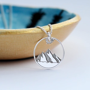 Sterling Silver Mountain Pendant Necklace: Wanderlust Jewelry Gift