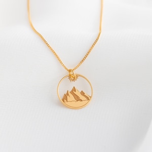 Sterling Silver Mountain Necklace: Wanderlust Traveler Pendant