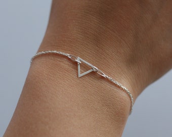 Minimalist Bracelet, Triangle Symbol Bracelet, Sterling Silver Jewelry, Delicate Bracelet, Sister Gift, Personalised Bracelet For Girlfriend