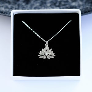 Lotus Symbol Necklace, Padma Necklace, Buddhism Symbol, Yoga Sterling Silver Jewellery, Mantra Necklace, Gift For Her, Meditation Jewelry