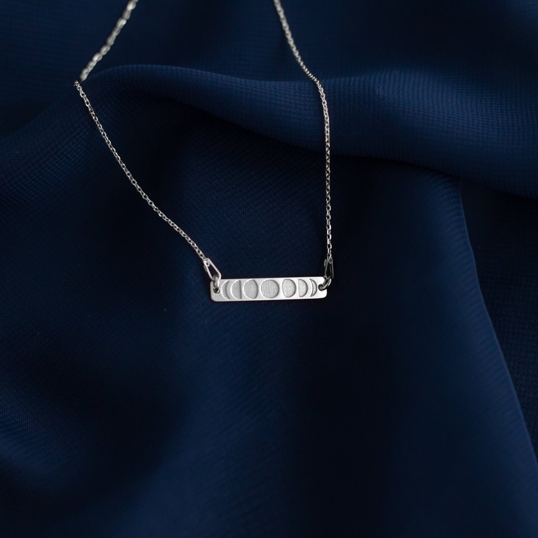 Sterling Silver Moon Phases Bar Necklace: Celestial Jewelry - Etsy