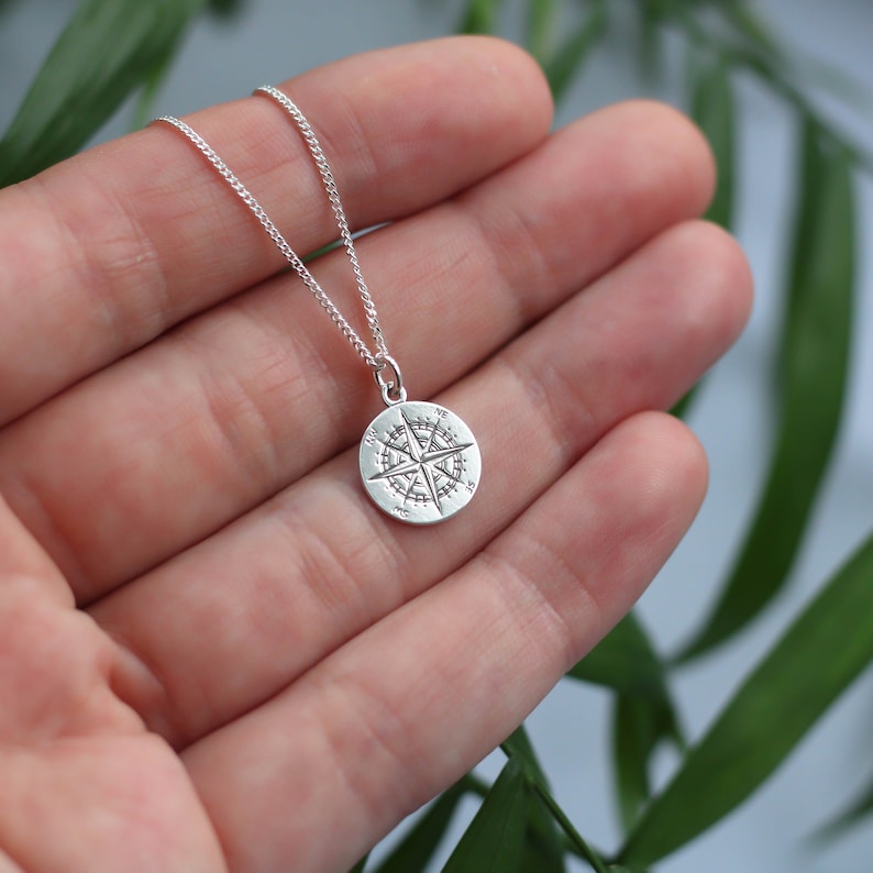 Travel Necklace Compass Necklace Daughter Gift Wanderlust Etsy