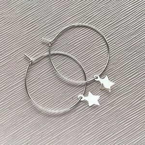 Sterling Silver Star Hoop Earrings: Celestial Jewelry
