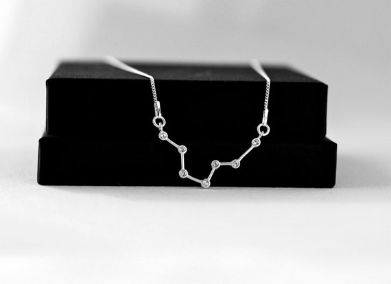 Sterling Silver Pisces Constellation Necklace: Swarovski Crystal Zodiac Pendant
