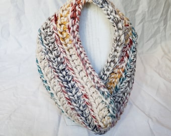 Chunky Crochet Cowl | Knit Infinity Scarf | Winter Accessories for Men, Women, and Children | Multicolored Neckwarmer