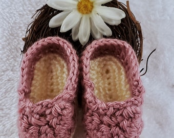 Crochet Pink Baby Girl Espadrilles | Baby Shoes | Baby Sandals | Baby Moccasins | Baby Booties| Baby Shower Gift | Soft Sole Baby Shoes