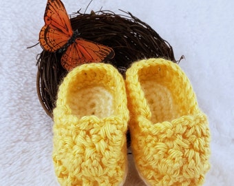 Crochet Yellow Baby Girl Espadrilles | Baby Shoes | Baby Sandals | Baby Moccasins | Baby Booties| Baby Shower Gift | Soft Sole Baby Shoes