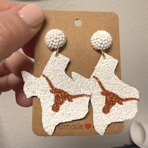 College Spirit Earrings, Hook ‘Em Earrings, UT Earrings, Texas Earrings, College Football