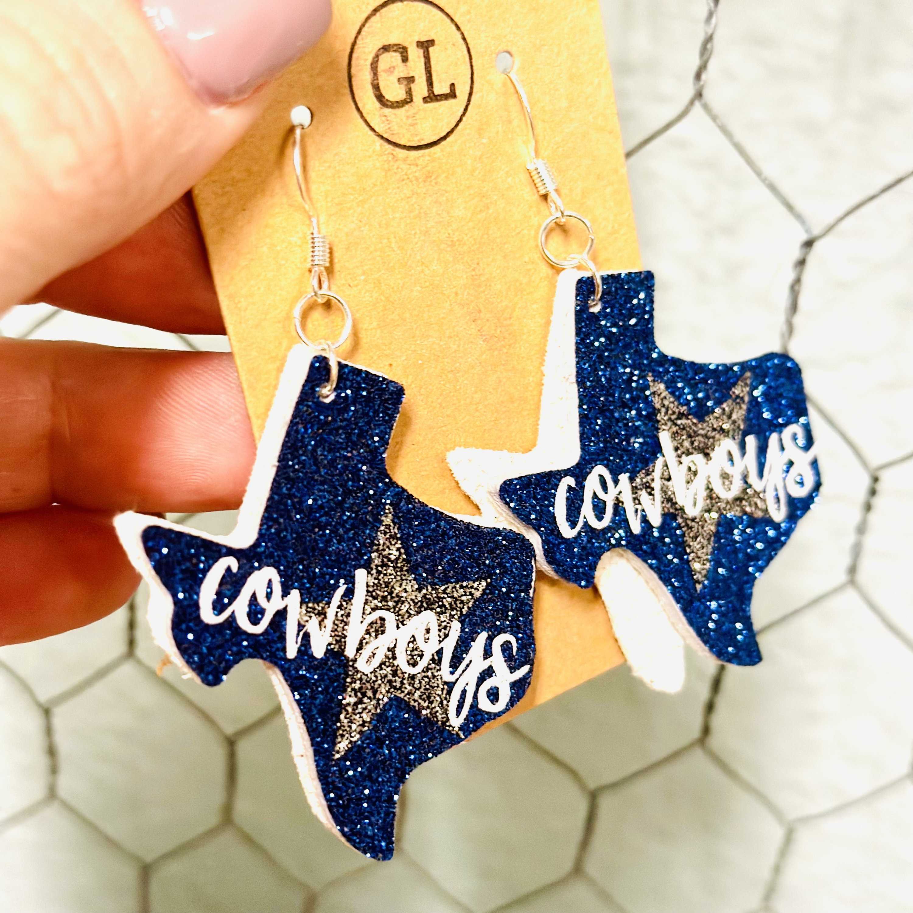 Football, Earrings, Cowboys Earrings, Cowboys Leather Earrings, Dallas