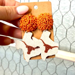 College Spirit Earrings, Hook ‘Em Earrings, UT Earrings, Texas Earrings, College Football