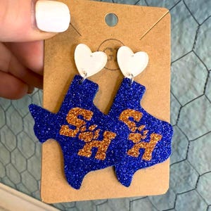 Pendientes universitarios, pendientes de la Universidad Estatal Sam Houston, pendientes de la SHSU, pendientes brillantes de la SHSU de Texas