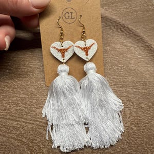 College Earrings, Sparkly Longhorn Earrings, Custom jewelry, personalized gift
