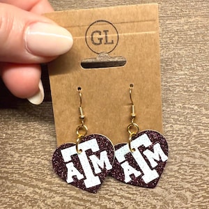 College Spirit Earrings, Love Aggies, Spirit Earrings, Texas Womens Gift, Aggie Earrings, Aggie Womens Gift, College Spirit Earrings