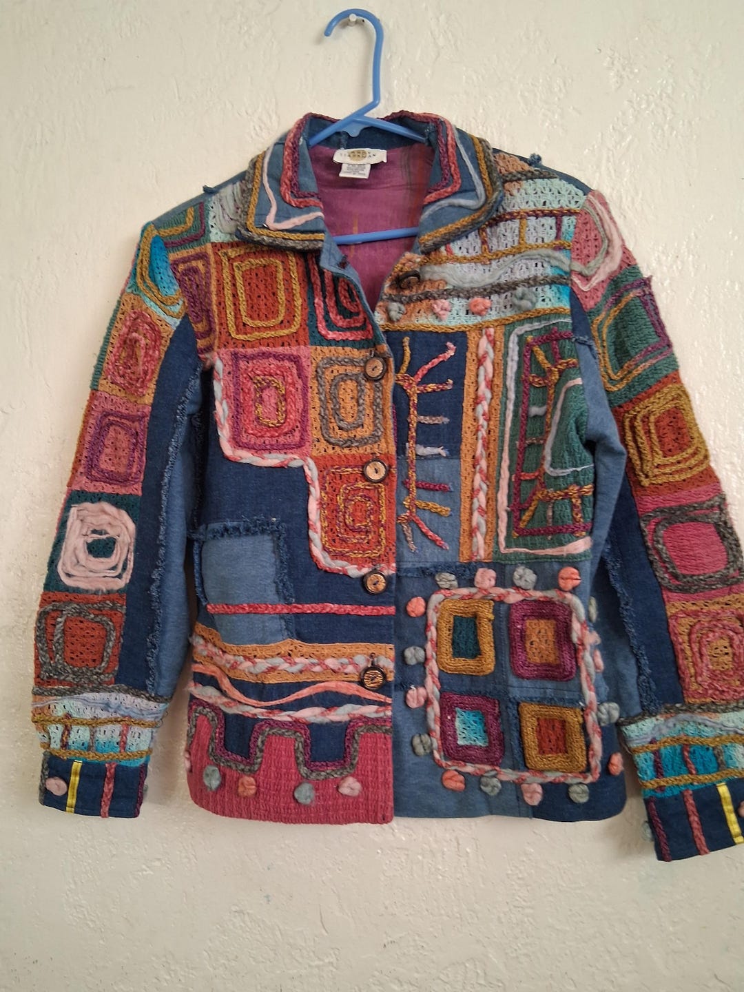 SANDY STARKMAN ヴィンテージ デニムジャケット　3D インド製 Vintage Rare Find Sandy Starkman Designer Embellished Denim Art to