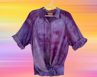 1990er Jahre Tie Die Button Up, Vintage