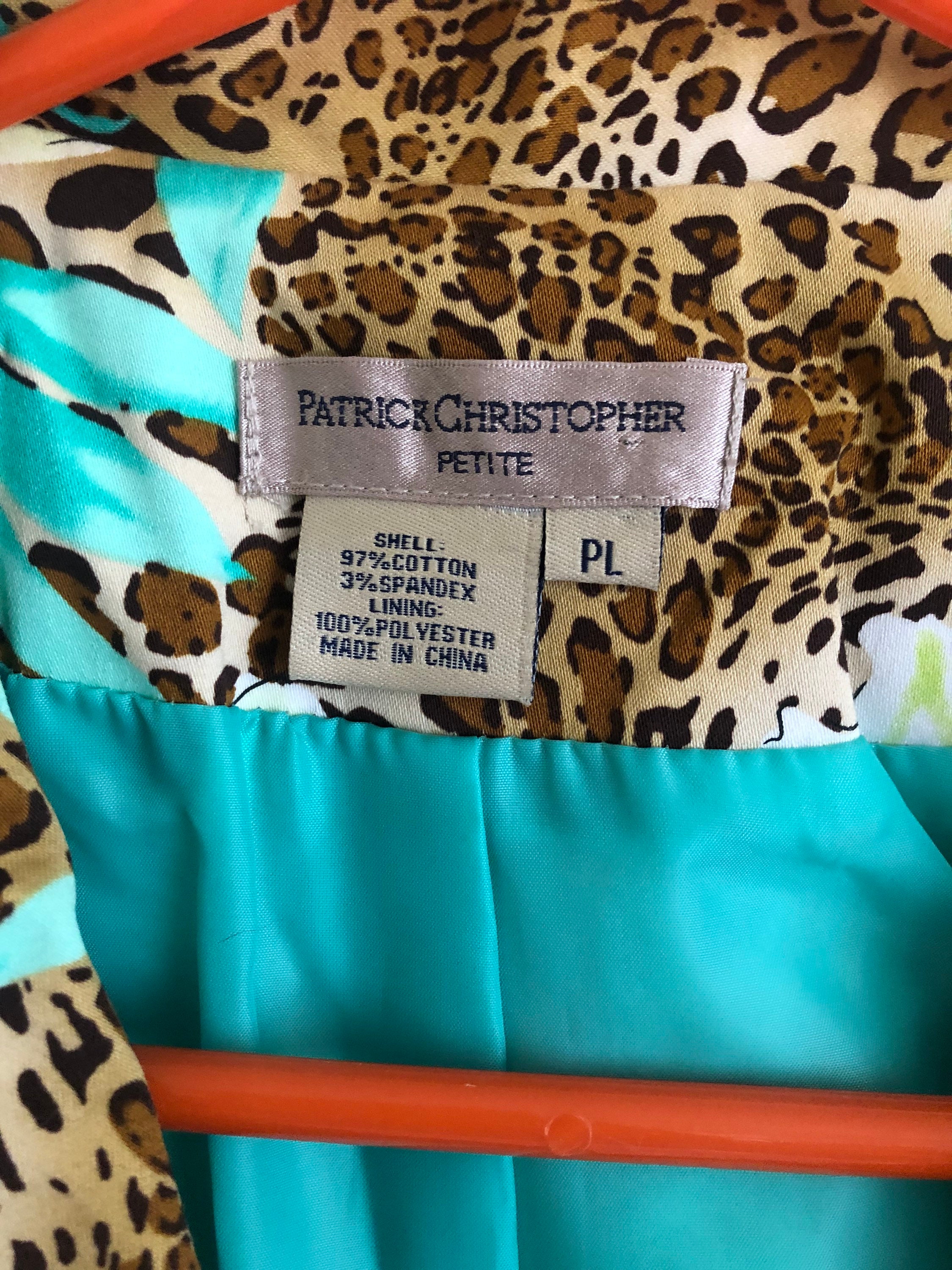 1990s / Y2K Vintage Patrick Christopher Cheetah Print Blazer, Petite