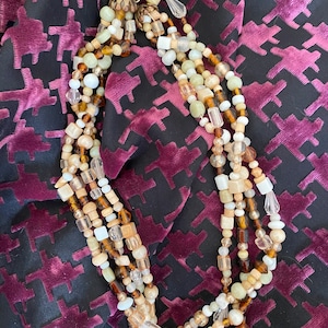 1970s Vintage Multi Strand Brown Glass Bead Necklace