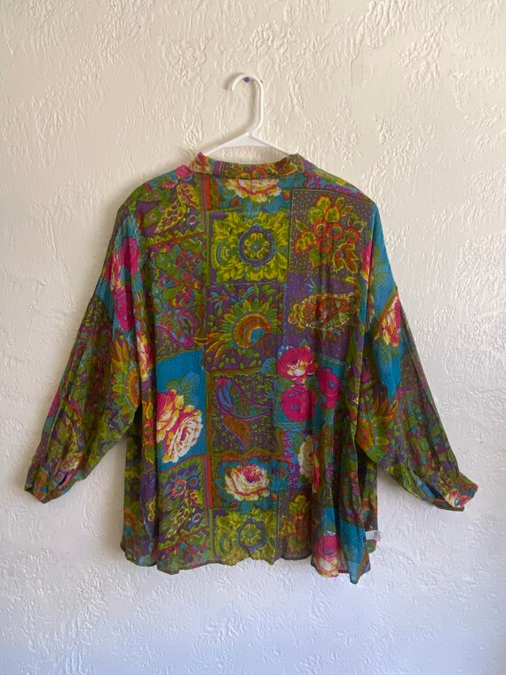 Vintage 1980s / 1990s Tribes Floral Blouse - image 4