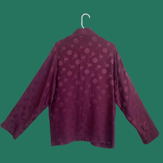 Gorgeous Vintage 1990s Burgundy Asian Tunic with … - image 2