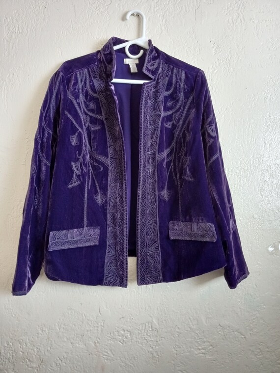 Purple Crushed Velvet Jacket by Chico
