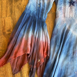 1980s Vintage Upcycled Sea Witch Moon Goddess Dress, Vintage Tie-Dyed Boho Dress, Halloween Costume, Cosplay, Size Large image 4