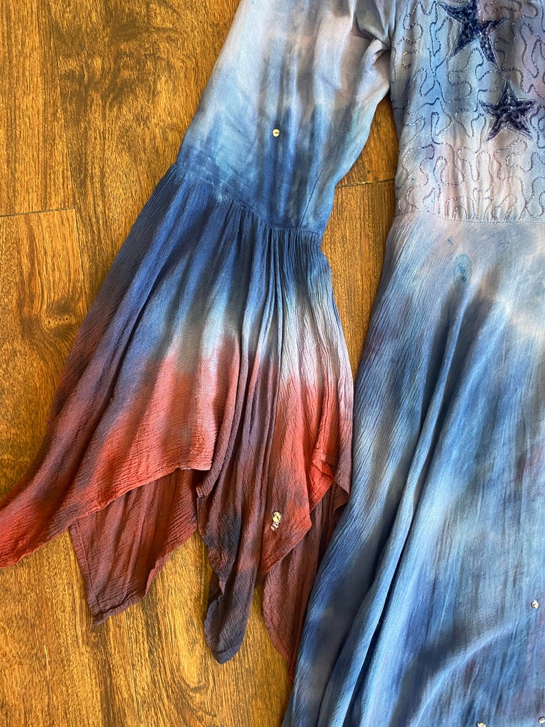 1980s Vintage Upcycled Sea Witch Moon Goddess Dress, Vintage Tie-Dyed Boho Dress, Halloween Costume, Cosplay, Size Large image 4