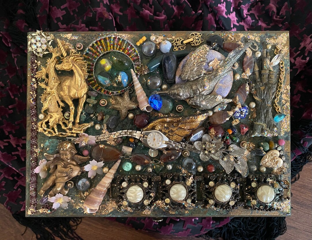 Hand Decorated Magic Jewelry Box With Vintage Gems Etsy