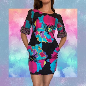 Y2K Floral Silk Dress by Phoebe Couture with a Big Bold and Bright Personality