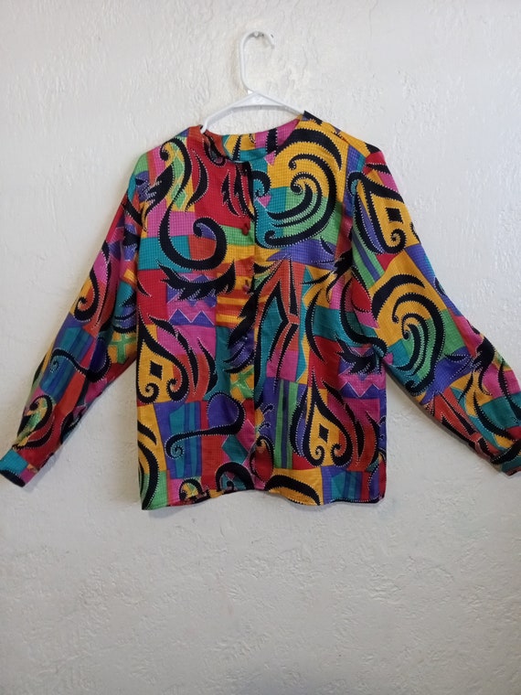 Vintage Brightly Colorful Rainbow print shirt by … - image 1
