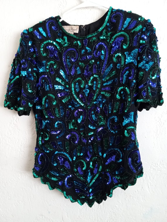 Vintage Sequined Top by Laurence Kazar
